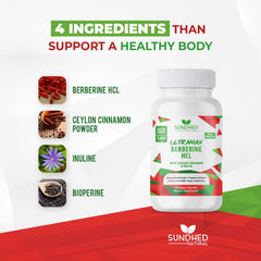 Sundhed Natural Ultramax Berberine HCL Cinnamon capsules close-up ready for dosing.