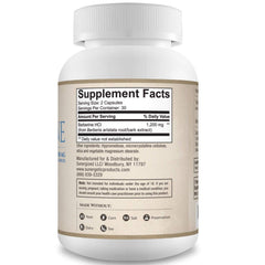 Sunergetic Berberine capsules close-up showing 600 mg per capsule for easy dosing