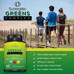 Sunergetic greens tablets easy swallow design for convenient daily use