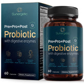 Sunergetic Premium 4-in-1 probiotic bottle for daily gut support.