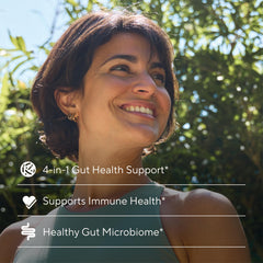 Sunergetic label highlights 4-in-1 formula for gut health.