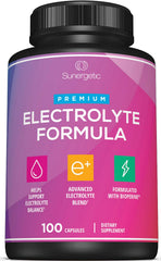 Sunergetic Premium Electrolyte Capsules bottle shown for daily hydration use