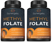 Sunergetic Premium Methyl Folate bottle shown with clear label and daily use in mind