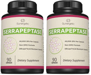 Sunergetic Serrapeptase bottle front view for daily enzyme support.