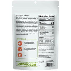 Sunfood Hydration Focus label close-up showing lemon and magnesium blend for daily refreshment