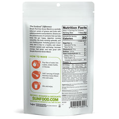 Sunfood Simple Nutrition Green Blend 4 oz bag, powdered greens for boosting energy and gut health.