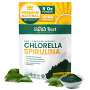 Sunlit Best Green Organics chlorella-spirulina powder in bag for vegan protein boost in smoothies