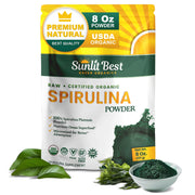 Sunlit Best Spirulina Powder USDA bottle label ready for a smoothie boost