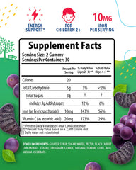 Sunny Sam Iron Gummies chew close-up highlighting grape flavor and soft texture