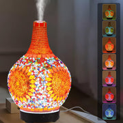 Sunseatop mosaic glass diffuser with sunflower pattern for decorative aromatherapy.