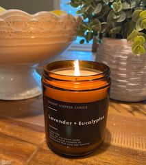 SunSest handmade candle close-up showcasing natural soy wax and pure essential oils.