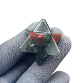 Sunshcat African Bloodstone Merkaba hexagonal star crystal for focused meditation.