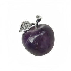 Sunshcat amethyst apple crystal statue, polished stone centerpiece for meditation and positive energy.