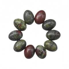 Sunshcat Dragon Blood Jasper oval flatback close up showing natural color and texture for jewelry