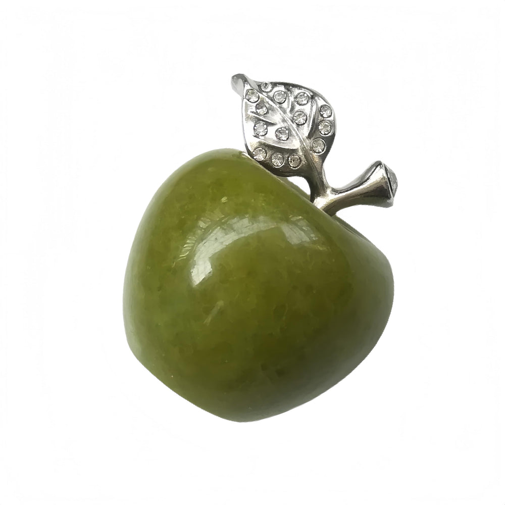 Sunshcat green jade apple crystal statue for desk decor and calming ambience