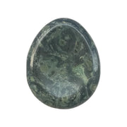Sunshcat kambaba jasper water drop crystal shown for grounding during meditation.
