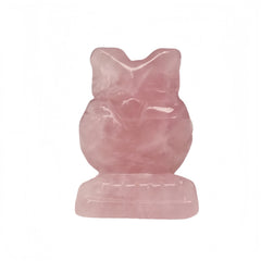 Sunshcat rose quartz owl figurine enhances calm energy and room decor