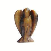Sunshcat tiger's eye angel statue in hand inspires calm balance and focus.
