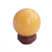 Sunshcat Yellow Jade crystal ball closeup for meditation energy