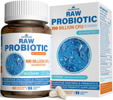 Sunshine & Rain Raw Probiotics bottle supports a potent gut balance.