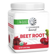Sunwarrior Beet Root Powder tub front with vibrant color for smoothies