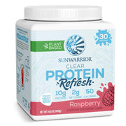 Sunwarrior Clear Protein Raspberry pour in water for a refreshing, protein-boosting sip