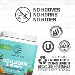 Sunwarrior coffee collagen powder blends into a cup of coffee.