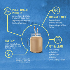 Sunwarrior creamy texture protein powder shake in a glass