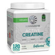 Sunwarrior Creatine Monohydrate bottle showing vegan and keto-friendly formula for training support