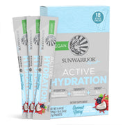 Sunwarrior electrolyte packet coconut-berry for convenient on-the-go hydration.