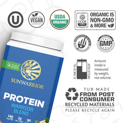 Sunwarrior hemp seed and pea protein ingredients close-up