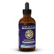 Sunwarrior Magnesium mineral supplement bottle front shows concentrated ionic formula for daily muscle support