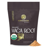 Sunwarrior Organic Maca Yellow Powder jar shows premium maca for daily vitality and energy