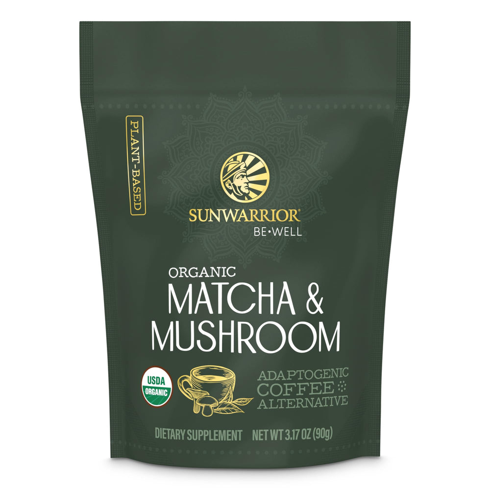 Sunwarrior Organic Matcha Mushroom Powder jar for daily ritual and easy access