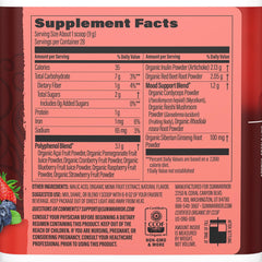 Sunwarrior Organic Super Reds powder scoop in glass for easy mixing and nourishment