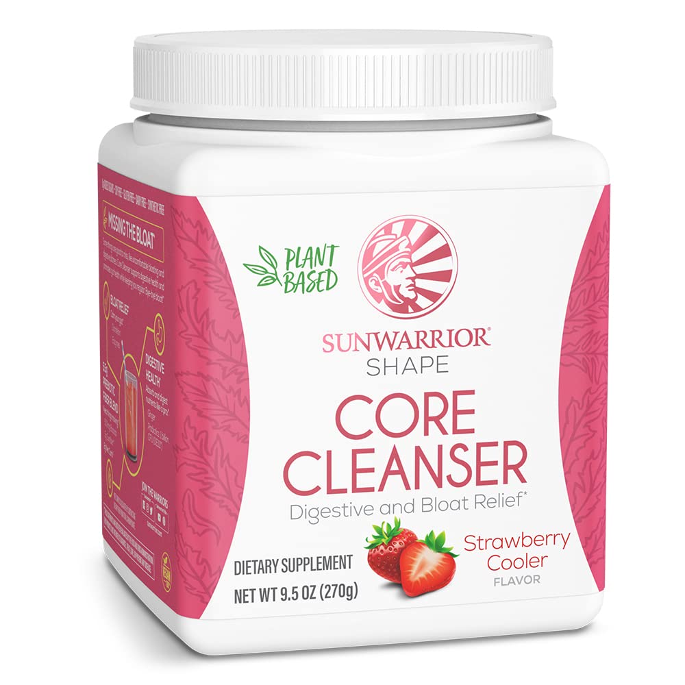 Sunwarrior Plant-Based Prebiotic Fiber Blend Powder in Strawberry Cooler supports digestive comfort and daily regularity.