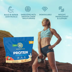 Sunwarrior vanilla protein ingredients include hemp and pea for clean plant protein