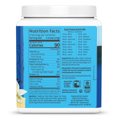 Sunwarrior vanilla vegan protein powder close-up showing creamy texture for smooth shakes
