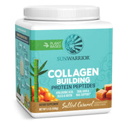 Sunwarrior vegan collagen powder salted caramel tub for plant-based protein option