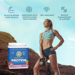 Sunwarrior Warrior Blend Berry shake with fruit shows easy post-workout smoothie