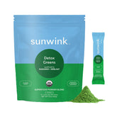 Sunwink Detox Powdered Greens pack shot showing clean organic greens blend