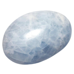 SUNYIK blue celestite palm stone polished sphere for meditation and energy balance