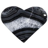 SUNYIK carved heart stripe black agate worry stone in pocket size for on-the-go calm