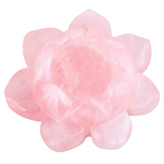 SUNYIK handcarved lotus rose quartz figurine for elegant display and calming ambiance.