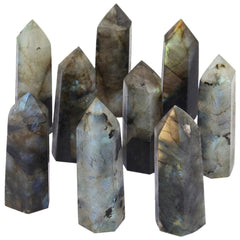 SUNYIK Labradorite self-standing 6-facet point aids focus and energy cleansing on your workspace