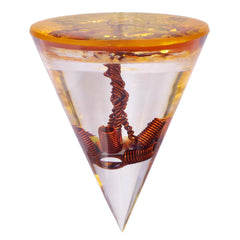SUNYIK Orgone Pyramid conical point close-up shows copper-wrapped craftsmanship