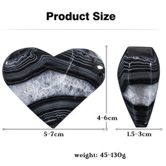 SUNYIK polished heart stripe black agate decor displayed gracefully