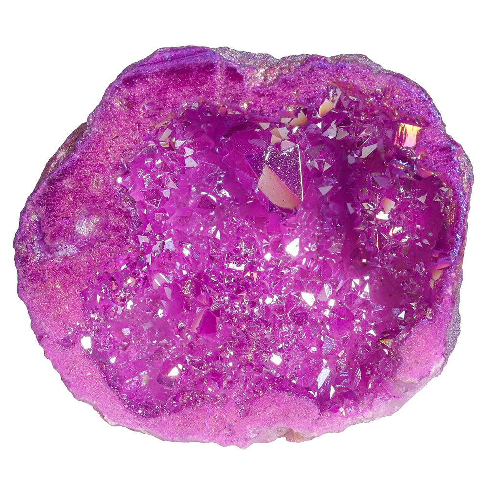 SUNYIK rainbow quartz geode cluster shimmering on desk for energizing decor