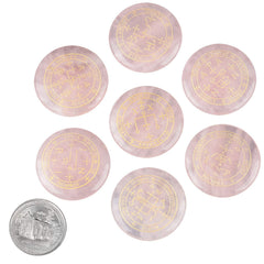 SUNYIK round engraved talisman showing archangel sigil on rose quartz surface