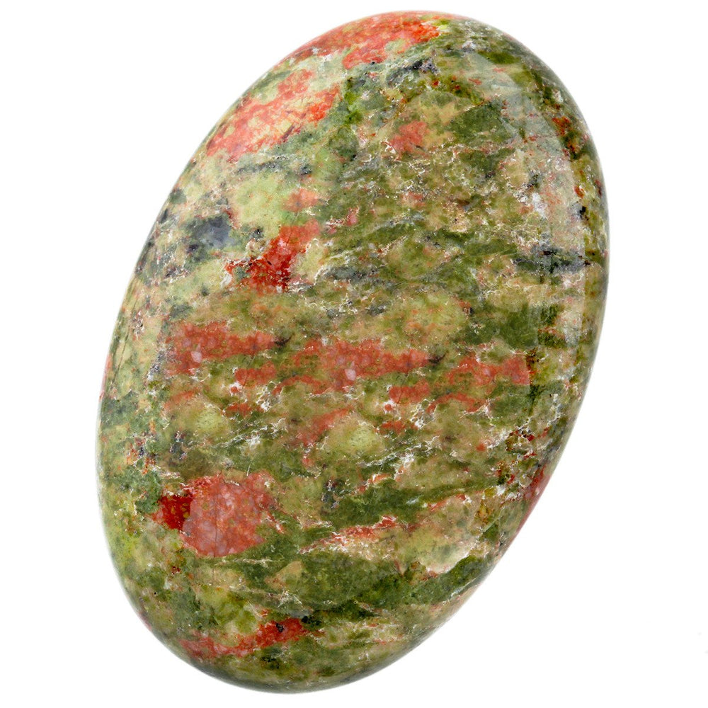 SUNYIK Unakite oval palm stone polished with natural patterns for meditation and calm.